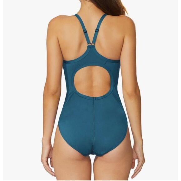 NEW Baleaf Athletic One Piece Training Swimsuit NWT Size 44 Adj Straps Teal - Picture 2 of 8